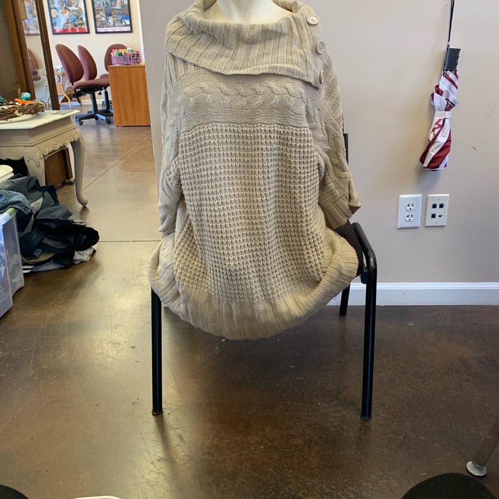 Elegant Beige Cowl Neck Sweater Dress